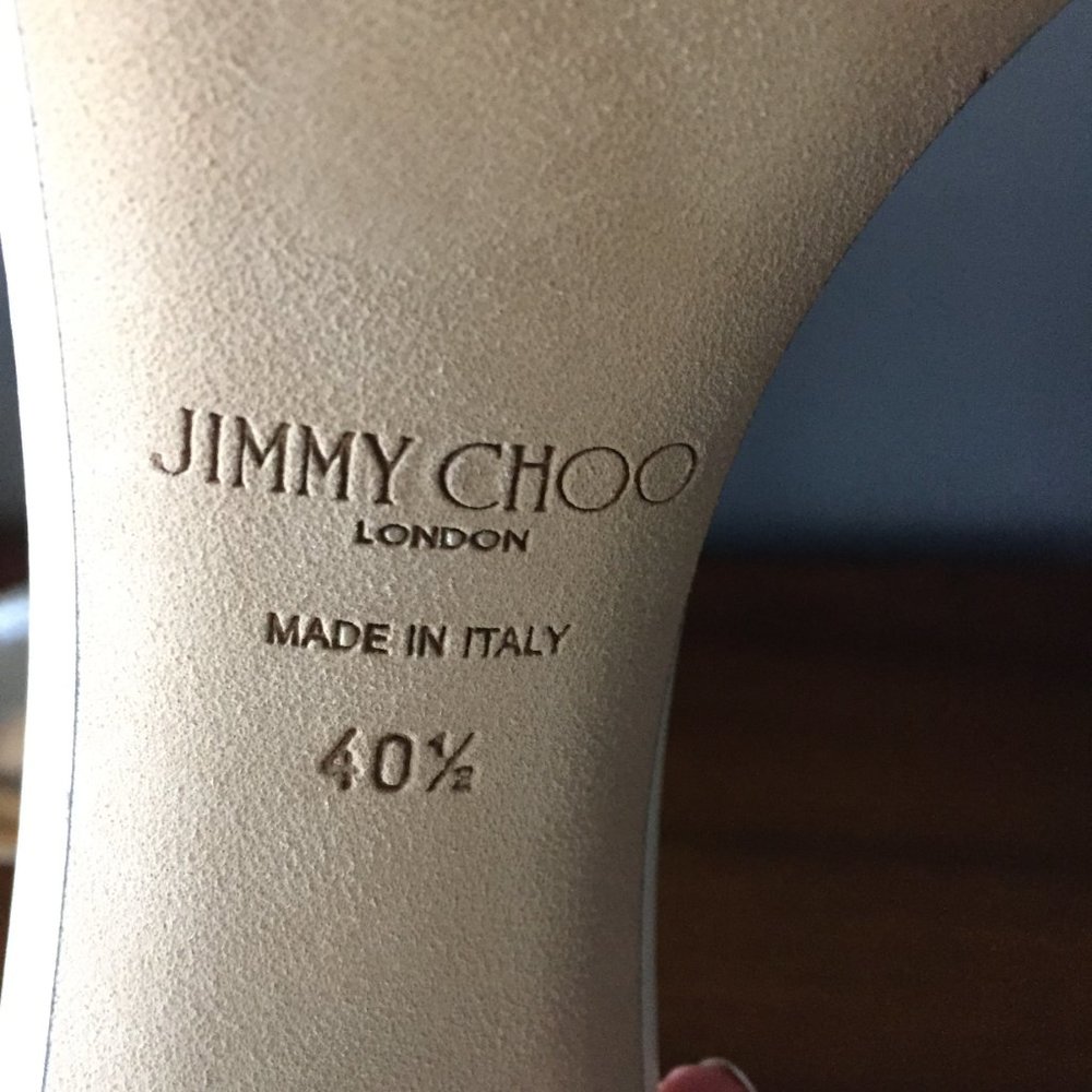 Jimmy Choo Dochas Size 40.5 Latte Leather with Jewel Trim Bridal Sandals Heels - Picture 13 of 15
